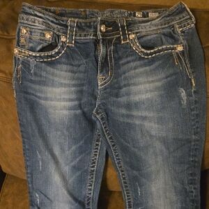 Miss Me Distressed Easy Capri Blue Jeans Size 29